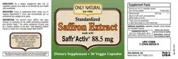 Label for Standardized Saffron Extract 88.5 mg