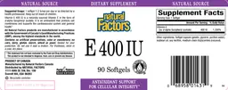 Label for E 400 IU