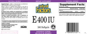 Label for E 400 IU