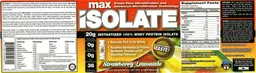 Label for Max Isolate Strawberry Lemonade