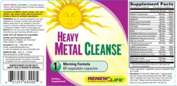 Label for Heavy Metal Cleanse 1 Morning Formula