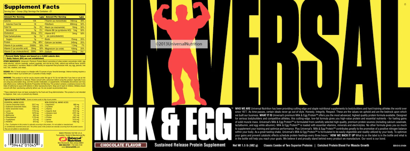 Label for Milk & Egg Chocolate Flavor