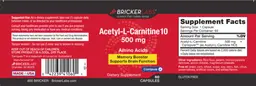 Label for Acetyl-L-Carnitine 10 500 mg