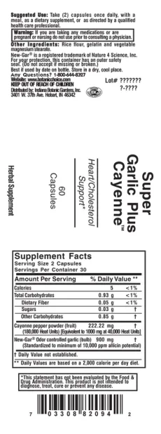 Label for Super Garlic Plus Cayenne