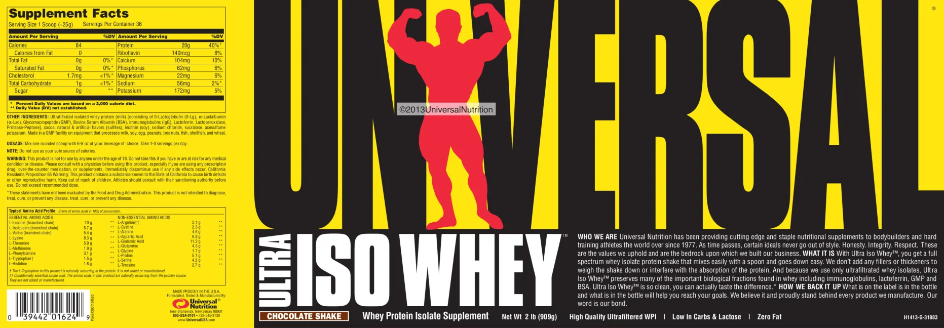 Label for Ultra ISO Whey Chocolate Shake