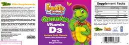 Label for Gummies Vitamin D3 400 IU