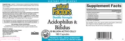 Label for Double Strength Acidophilus & Bifidus