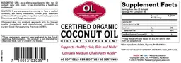 Label for Certified Organic Coconut Oil