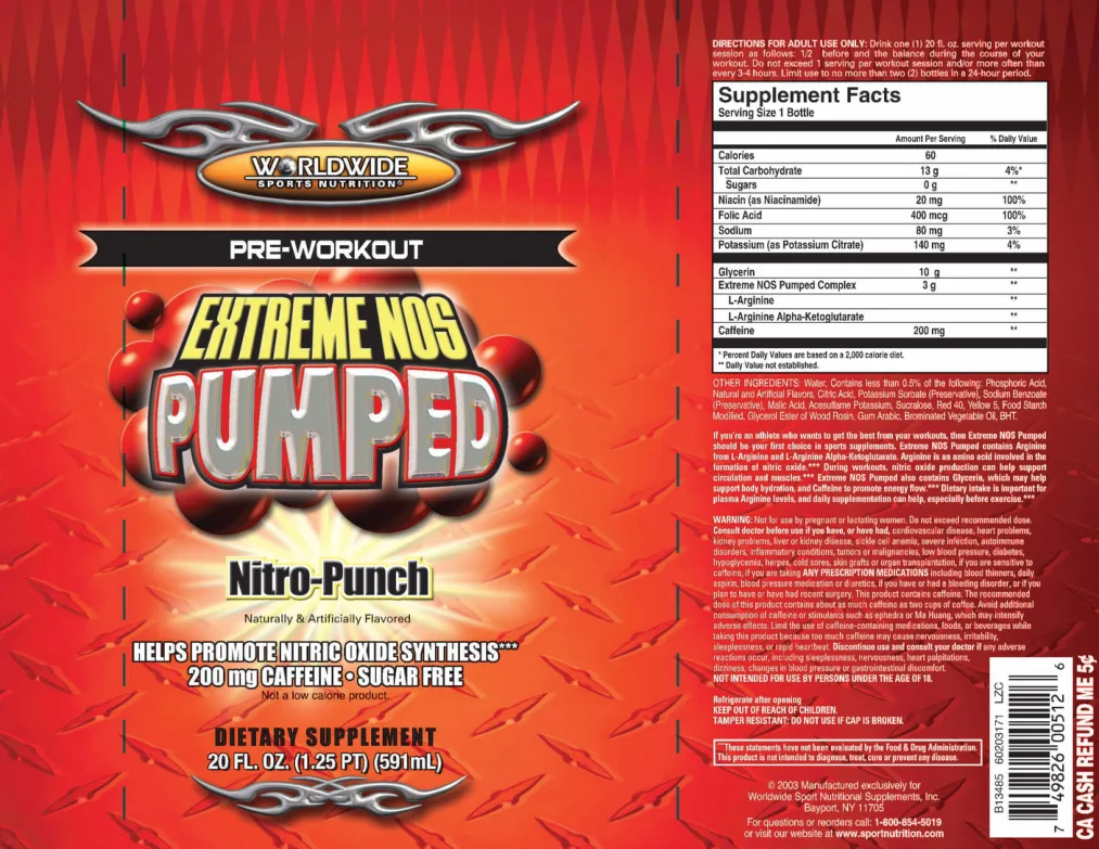 Label for Extreme NOS Pumped Nitro-Punch
