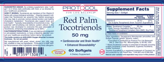 Label for Red Palm Tocotrienols 50 mg