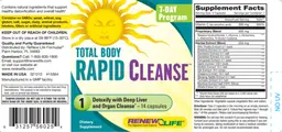Label for Total Body Rapid Cleanse