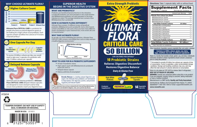 Label for Ultimate Flora Critical Care