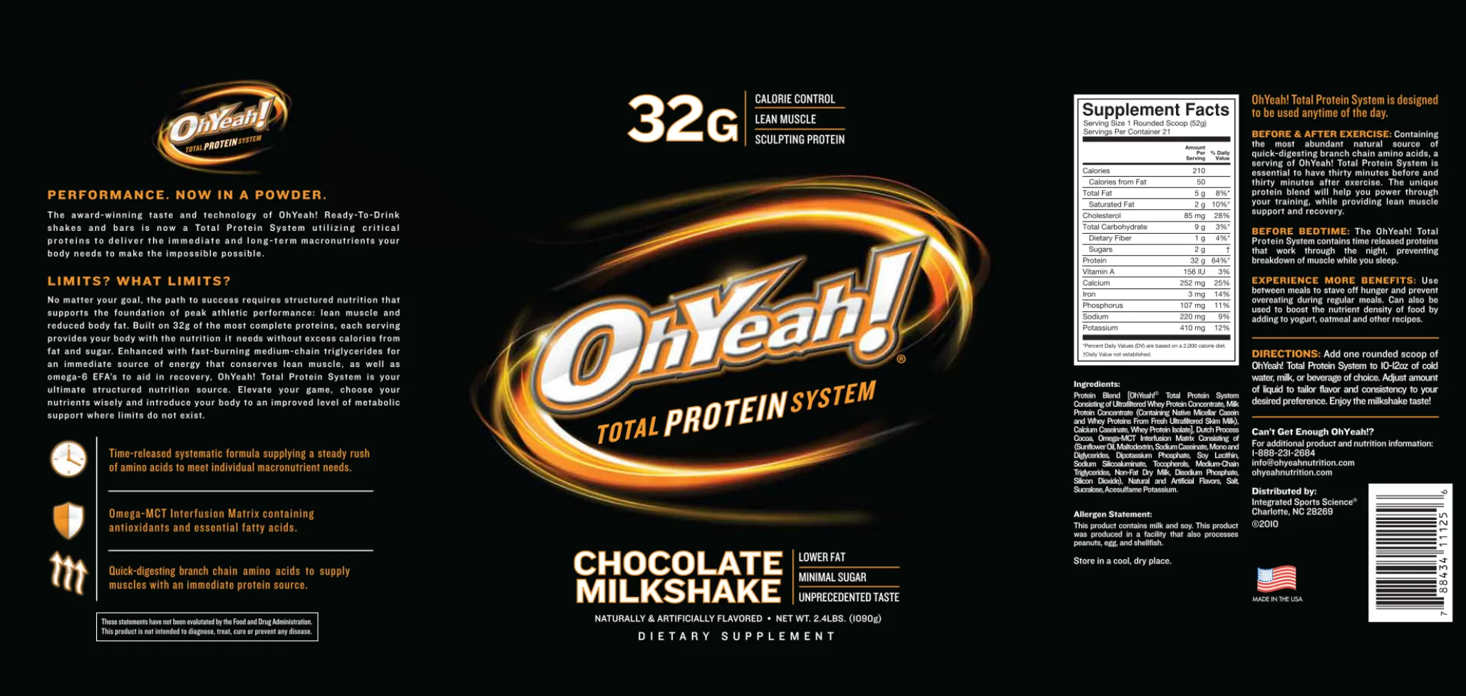 Label for Total Protein System Chocolate Milkshake