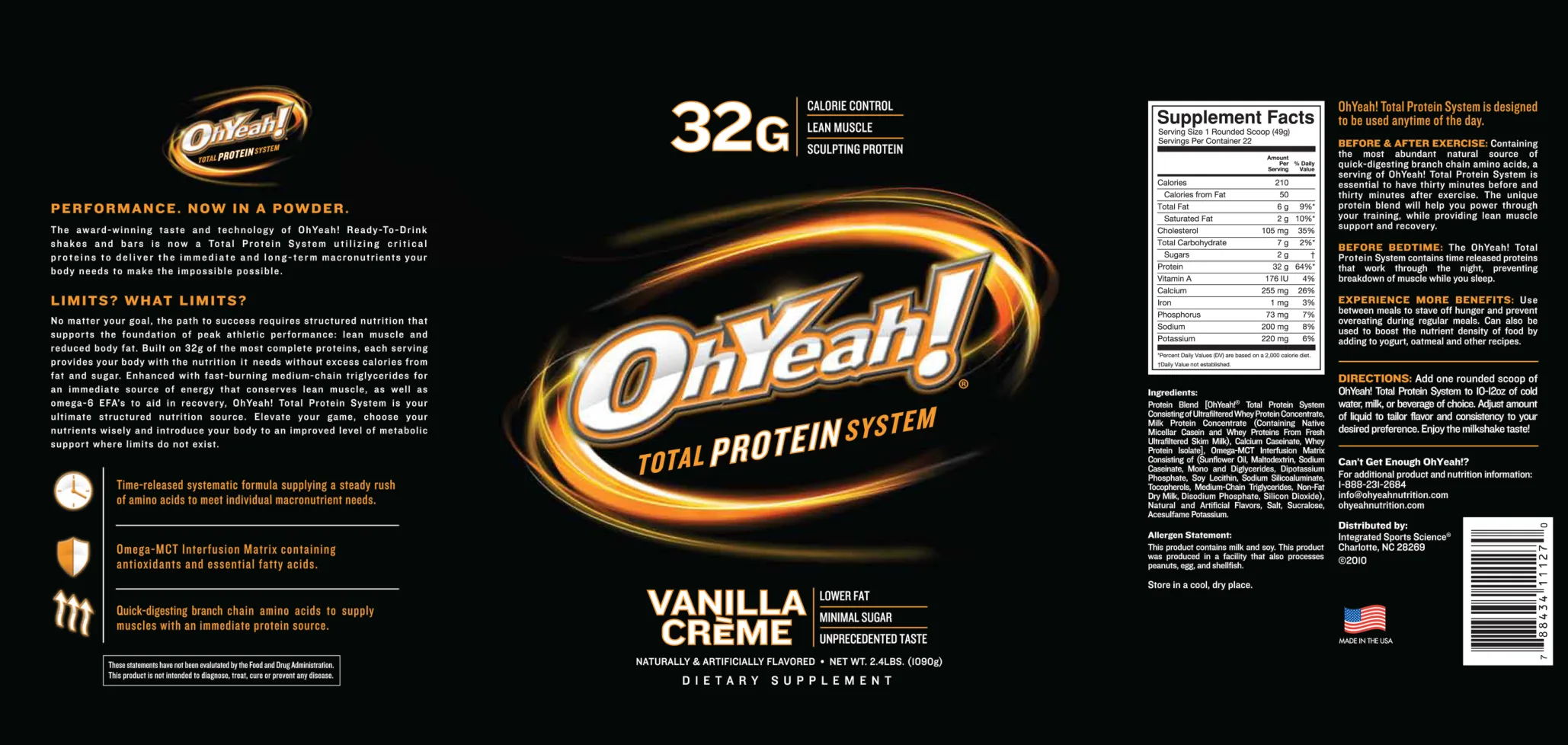 Label for Total Protein System Vanilla Creme