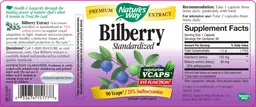 Label for Bilberry Standardized