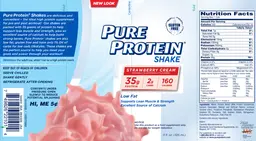 Label for Pure Protein Shake Strawberry Cream