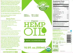 Label for Organic Hemp Oil