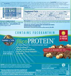 Label for fucoPROTEIN Chocolate With Macadamia Nuts