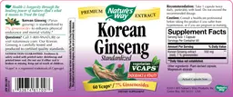 Label for Korean Ginseng Standardized