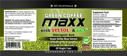 Label for Green Coffee Maxx with Svetol & GCA
