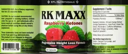 Label for RK Maxx Raspberry Ketones