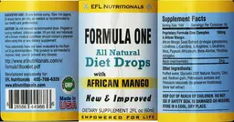 Label for Formula One All Natural Diet Drops With African Mango