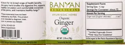 Label for Organic Ginger