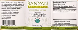 Label for Organic Turmeric