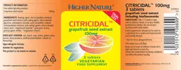 Label for Citricidal Grapefruit Seed Extract 100 mg
