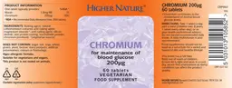 Label for Chromium 200 mcg