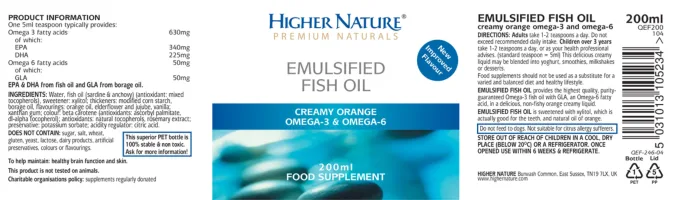 Label for Emulsified Fish Oil Creamy Orange