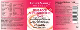 Label for True Food Supernutrition Plus