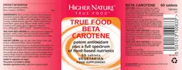 Label for True Food Beta Carotene