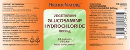 Label for Vegetarian Glucosamine Hydrochloride 800 mg