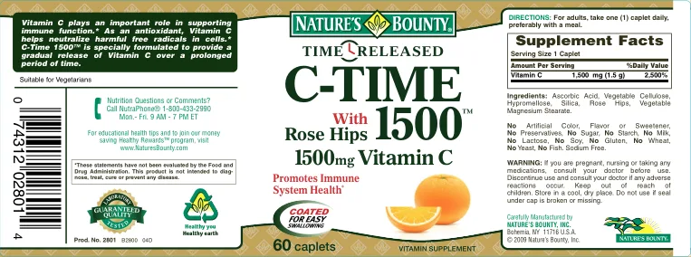 Label for C-Time 1500 With Rose Hips