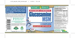 Label for Maximum Strength Glucosamine MSM Complex