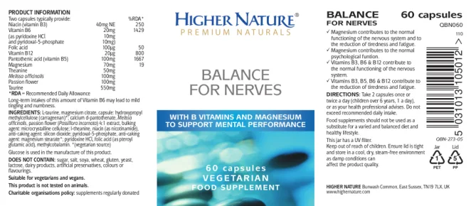 Label for Balance For Nerves