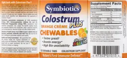 Label for Colostrum Plus Chewables Orange Creme