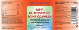 Label for MSM Glucosamine Joint Complex