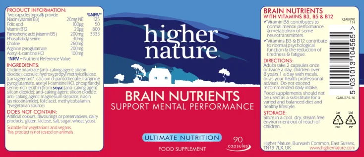 Label for Brain Nutrients