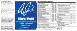 Label for A.J.'s Ultra Multi without Iron