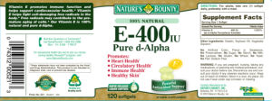 Label for E-400 IU Pure D-Alpha