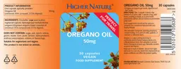 Label for Oregano Oil 50 mg
