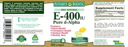 Label for E-400 IU Pure D-Alpha