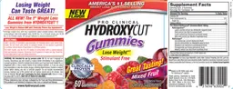 Label for Pro Clinical Hydroxycut Gummies Mixed Fruit