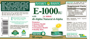 Label for E-1000 IU With Dl-Alpha & Added Natural D-Alpha
