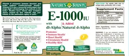 Label for E-1000 IU With Dl-Alpha & Added Natural D-Alpha