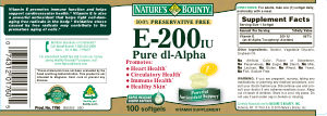 Label for E-200 IU Pure Dl-Alpha