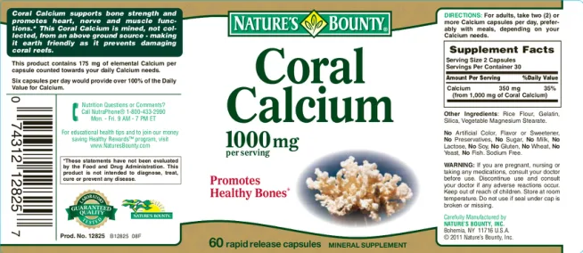 Label for Coral Calcium