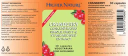 Label for Cranberry Concentratred Whole Fruit & Standardised Extract